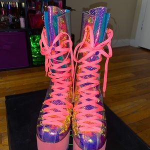 Rainbow snakeskin platform boots✨✨✨